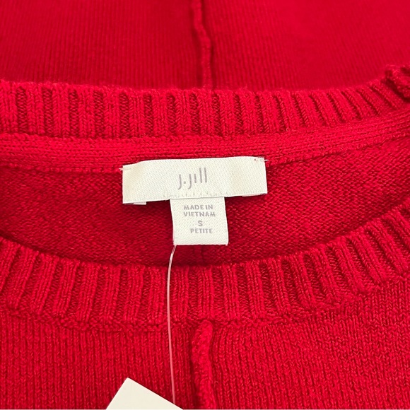 J. Jill Ribbed Pocket Crewneck Sweater Pullover Ruby Red Size Small Petite - Picture 7 of 10